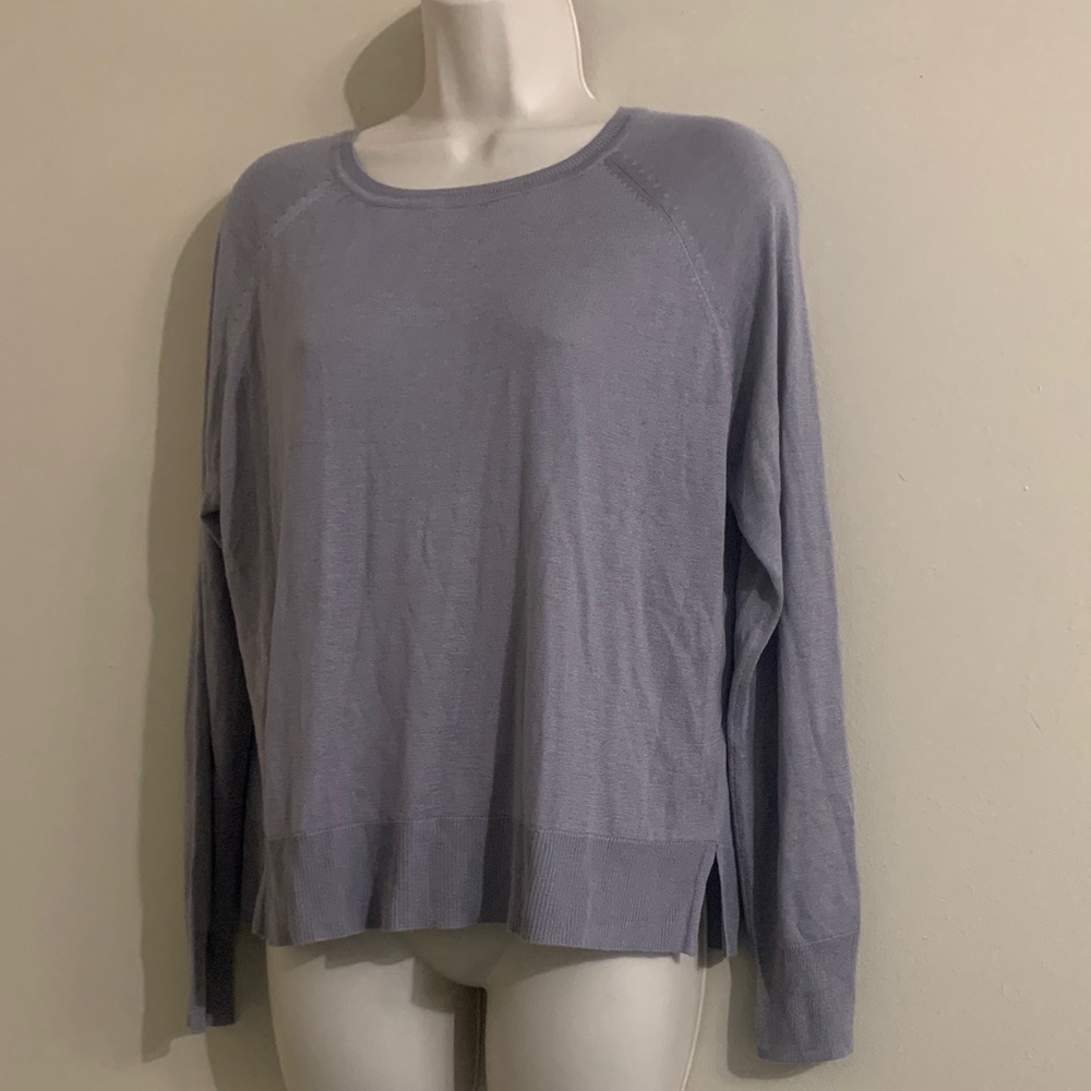 Zara Women's Soft Gray Crew Neck Sweater back yo school